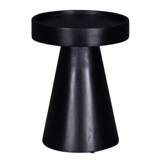 Glam 16 in. Solid Wood Round Pedestal End/Side Table, Living Room Sofa Side Accent Table, Black