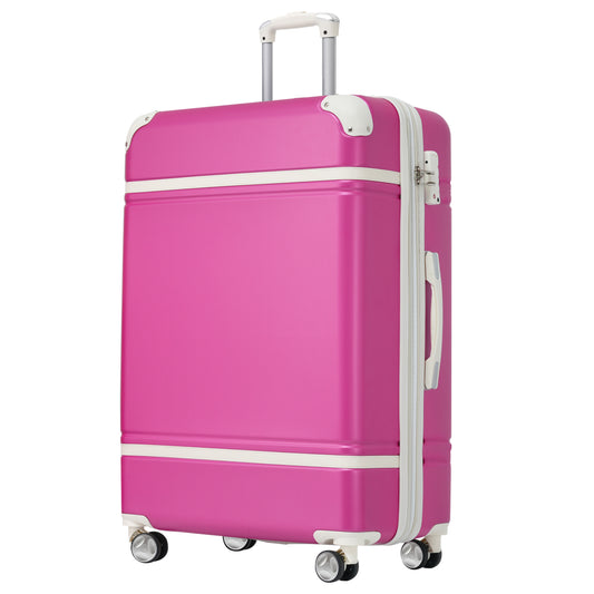 Hardshell Luggage with TSA lock , 28' Expandable Lightweight Suitcase with Spinner Wheels, Single Vintage Luggage,Pink