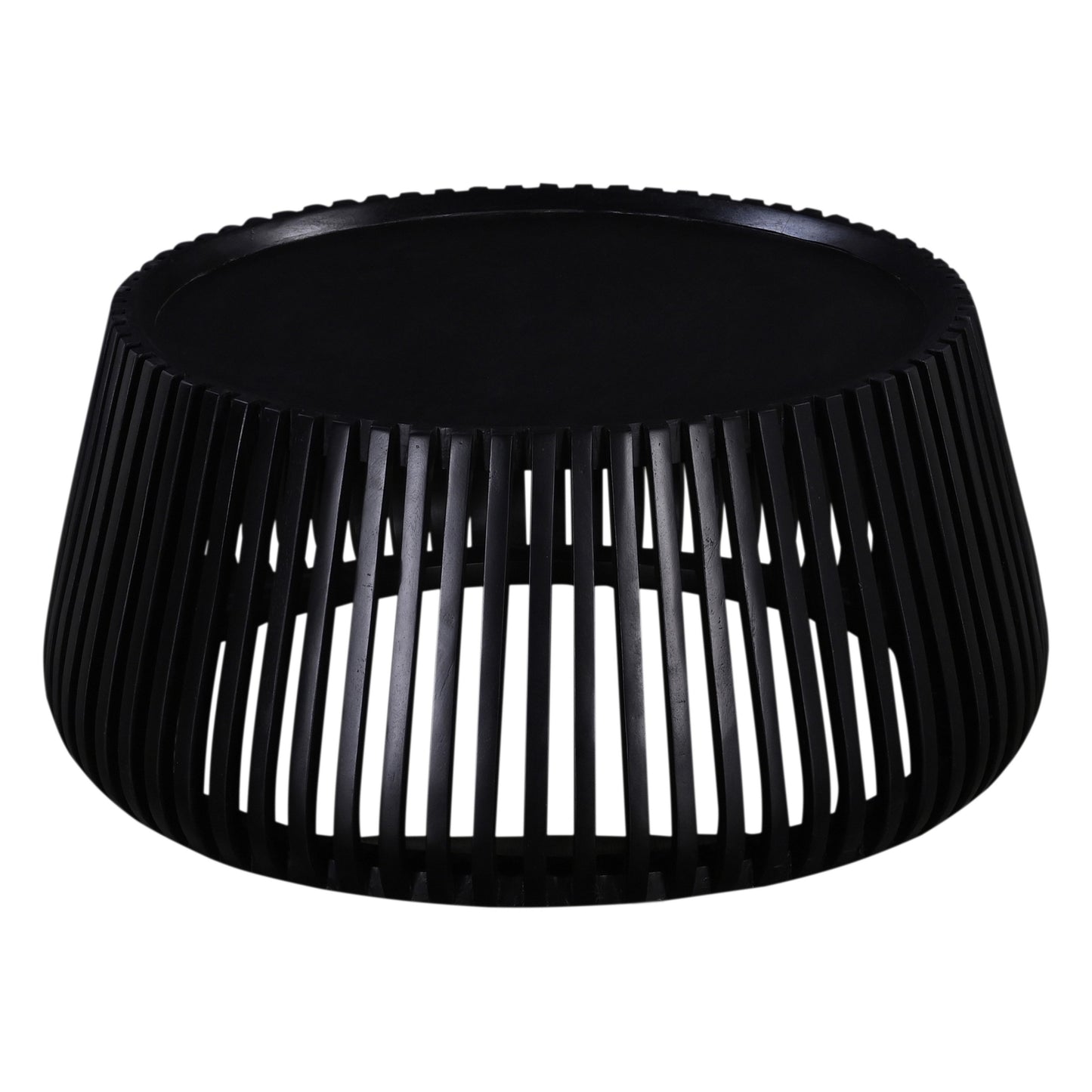 Contemporary 31' Solid Wood Drum-Shaped Coffee Table, Living Room Sofa Table, Black