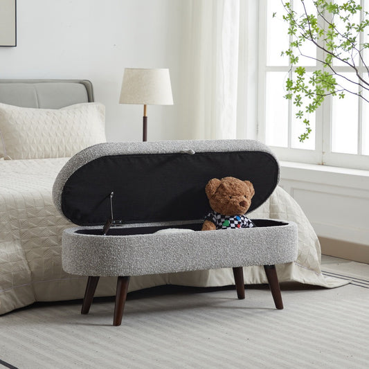 S02 Basics Upholstered Storage Ottoman and Entryway Bench GREY