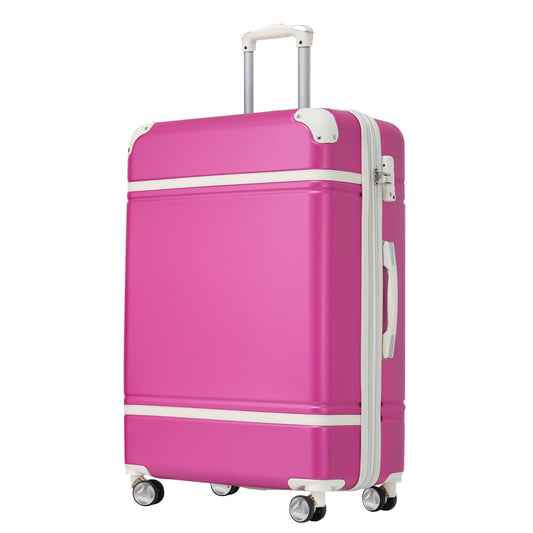 Hardshell Luggage with TSA lock , 24' Expandable Lightweight Suitcase with Spinner Wheels, Single Vintage Luggage,Pink