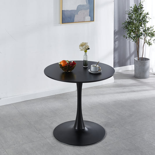 31.5'Black Tulip Table Mid-century Dining Table for 2-4 people With Round Mdf Table Top, Pedestal Dining Table, End Table Leisure Coffee Table