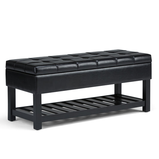 Saxon - Storage Ottoman Bench - Midnight Black