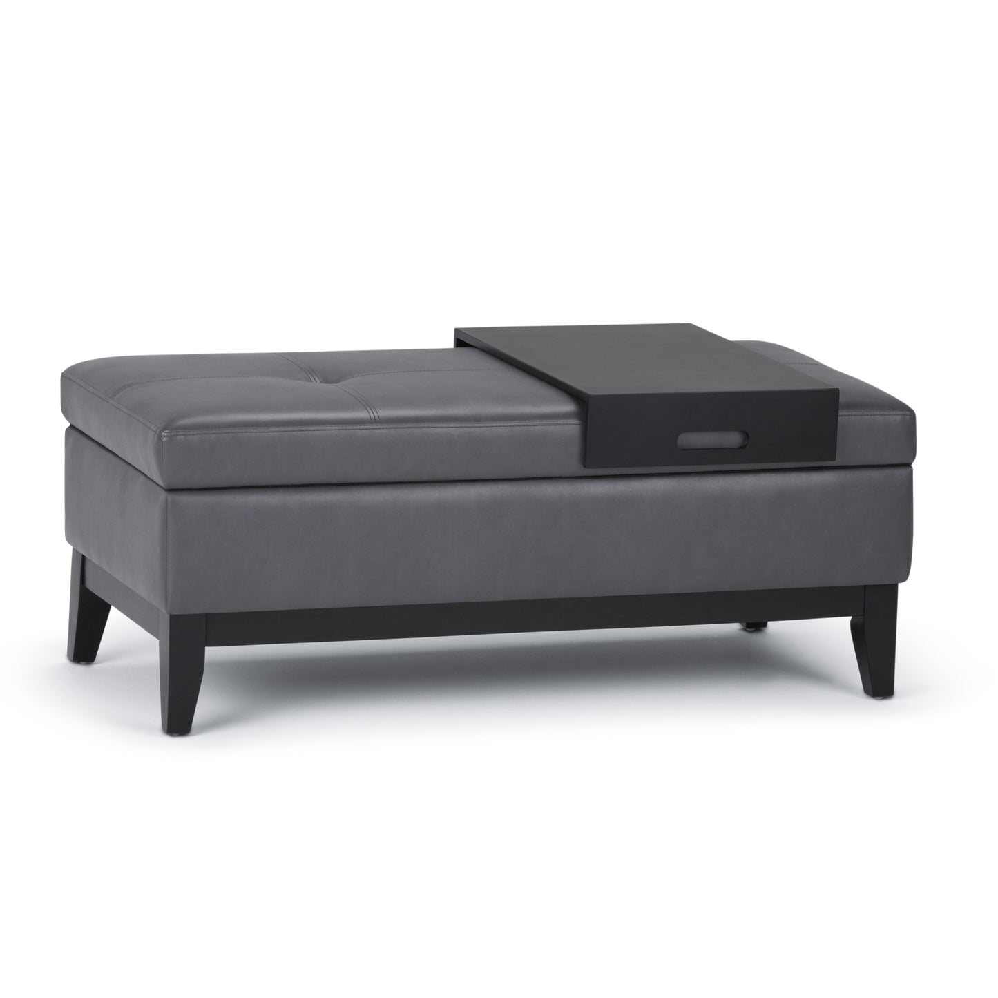 Oregon - Storage Ottoman Bench with Tray - Stone Grey