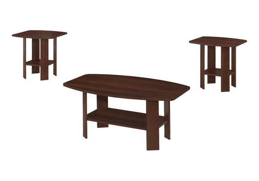 Table Set, 3pcs Set, Coffee, End, Side, Accent, Living Room, Brown Laminate, Transitional