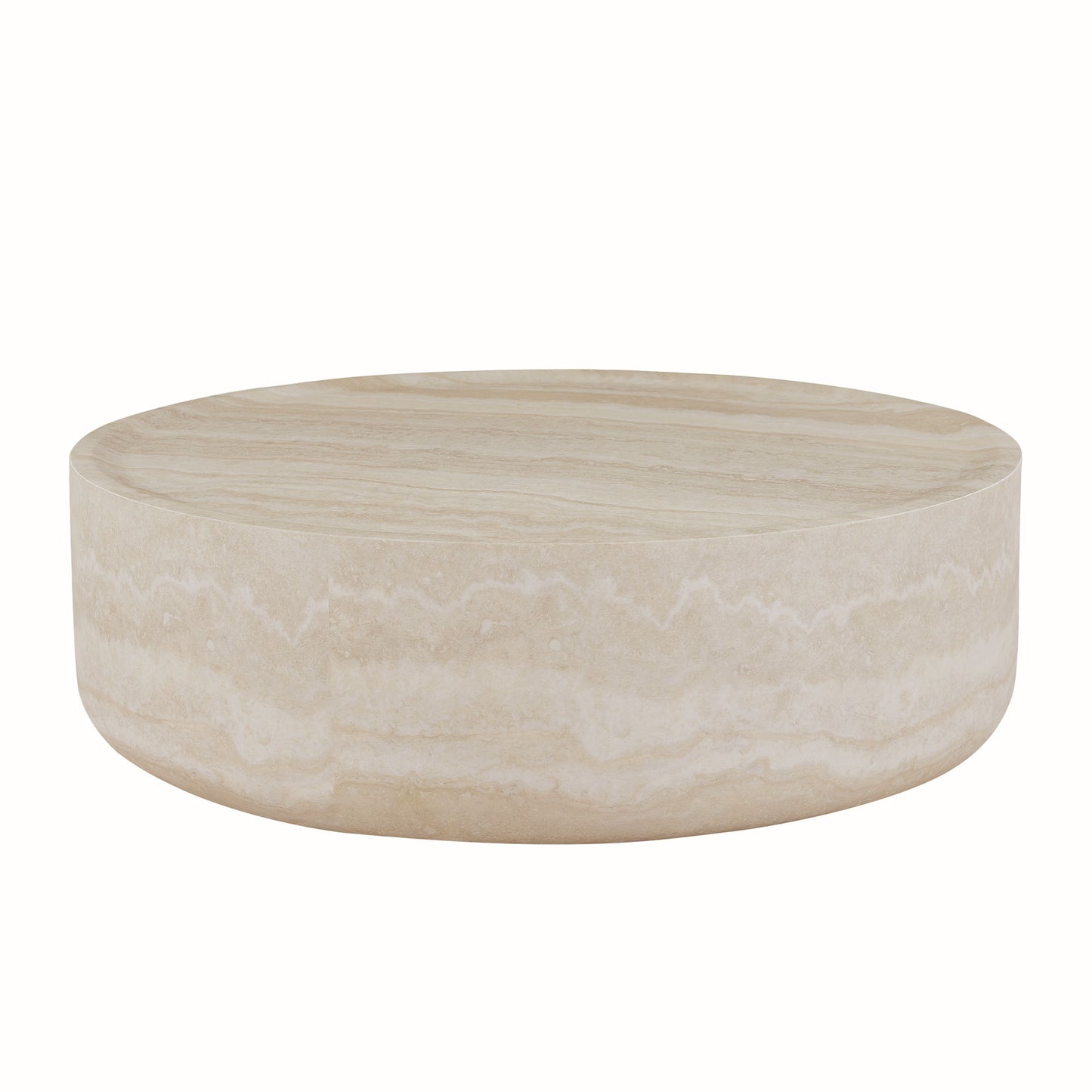 39.37''  Faux MARS Pattern Coffee Tables for Living Room Round Tea  Faux Travertine Textured table for Living Room, No Need Assembly.