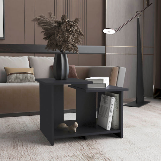 Weman 23.6' W  Coffee Table with Open Shelf Living Room, Home Office Storage Black