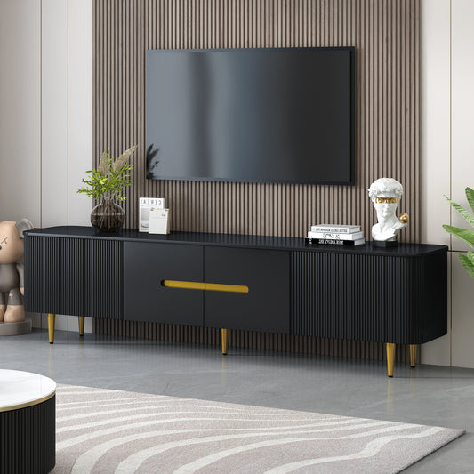 U-Can 78.7''Minimalist TV Stand for TVs up to 85 Inches, Modern Entertainment Center Media Console with 4 Spacious Cabinets for Living room