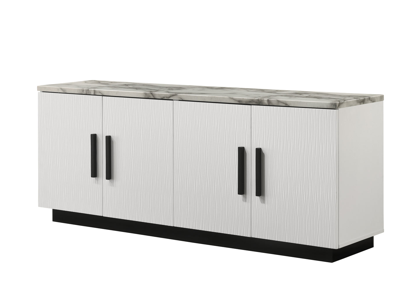 Matilda 63' White Cabinet Console Table with White Faux Marble Top