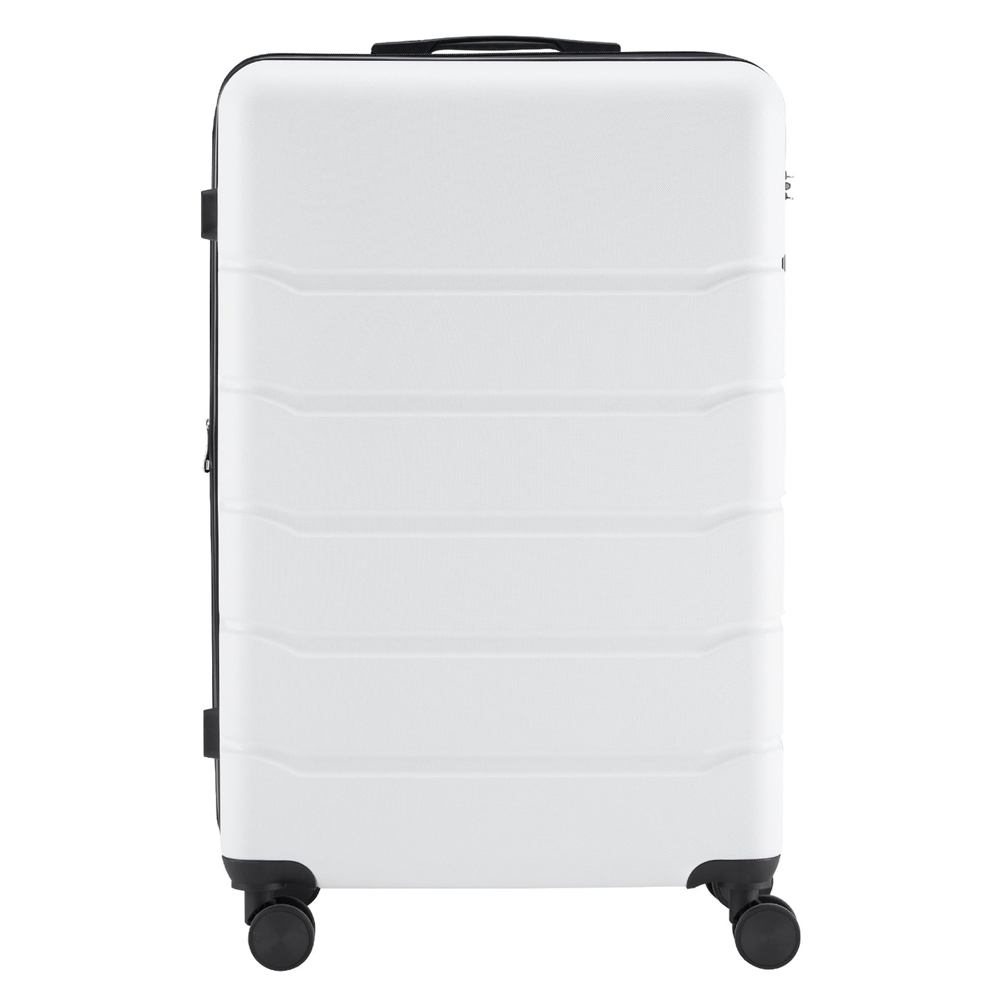 Hard sided expand suitcase with rotating wheels, TSA lock, retractable handle, White, 28'