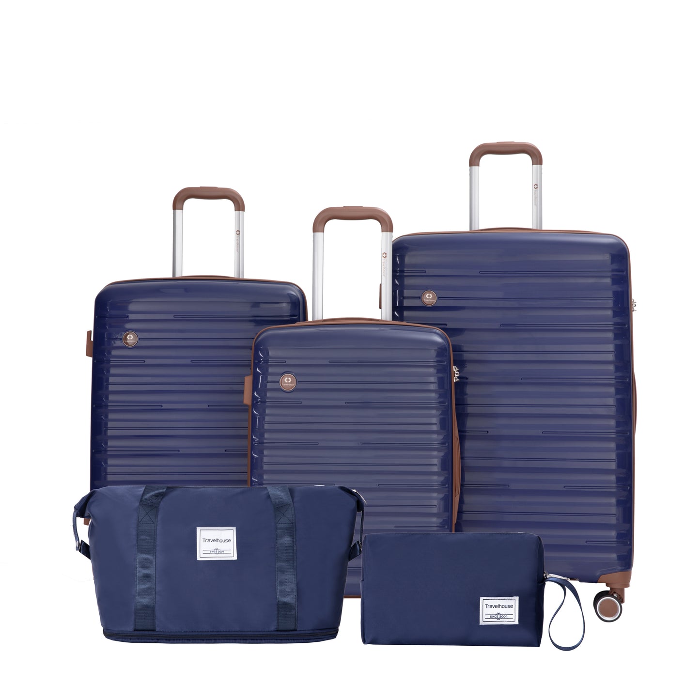 5-Piece Set (20'24'28 +a travel bag and a toiletry bag) ,PP Hardshell Carry on Luggage Set with TSA Lock Carry On Suitcase Luggage  Durable Suitcase  Color  BLUE.
