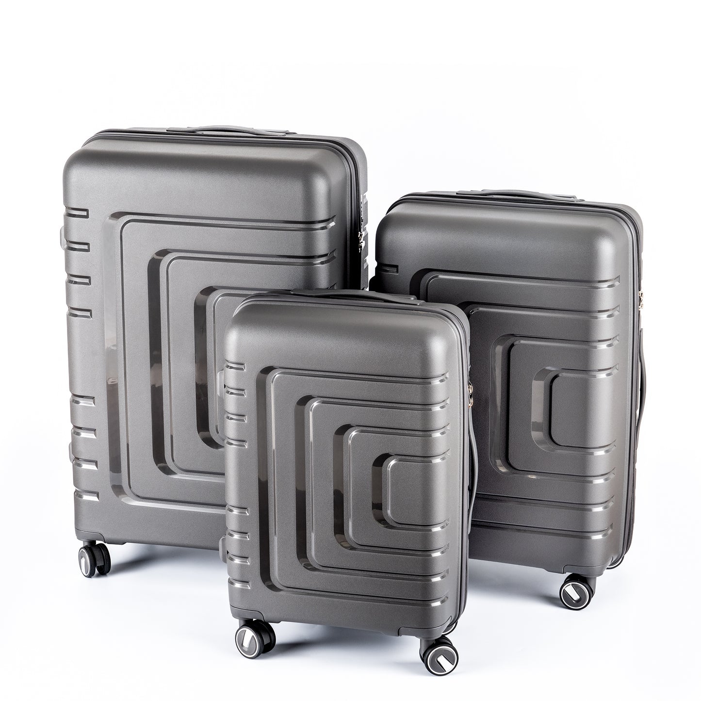Hardshell Suitcase Spinner Wheels PP Luggage Sets Lightweight Durable Suitcase with TSA Lock,3-Piece Set (21/25/29)Dark Gray2305