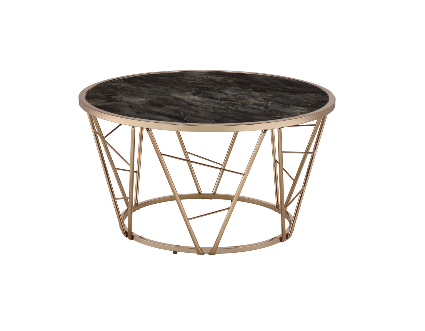Cicatrix Engineering Stone Glass Top & Champagne Finish Coffee Table