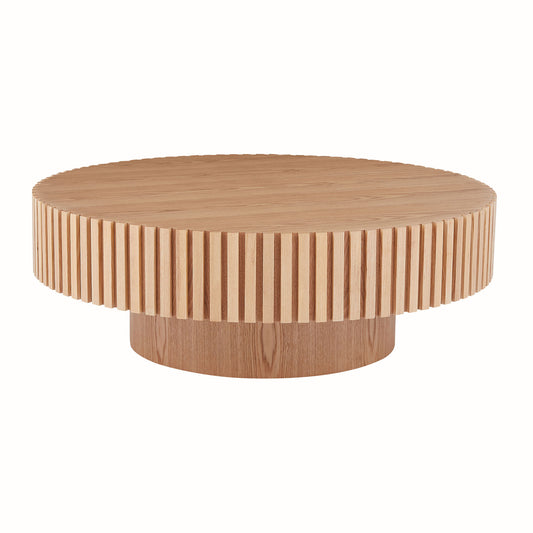 Natural Wood Coffee Table 39.37 MDF coffee table Modern Handcraft Drum Coffee Table  Circle Coffee Table for Living Room,ASH