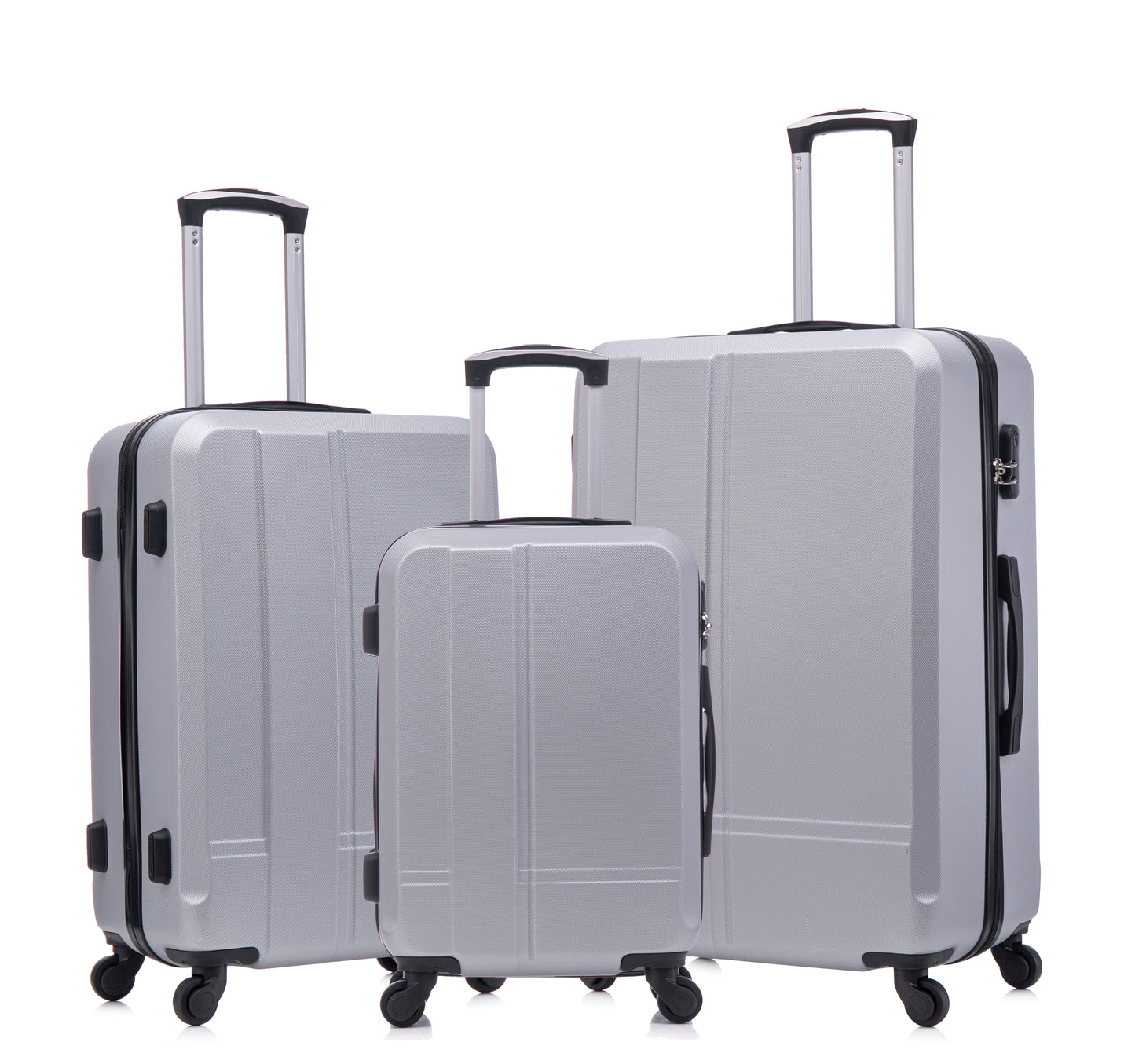 Luggage set of 3 pieces (20/24/28) - Luggage set - Wheel luggage - ABS durable and lightweight rotating hard shell luggage (silver gray)