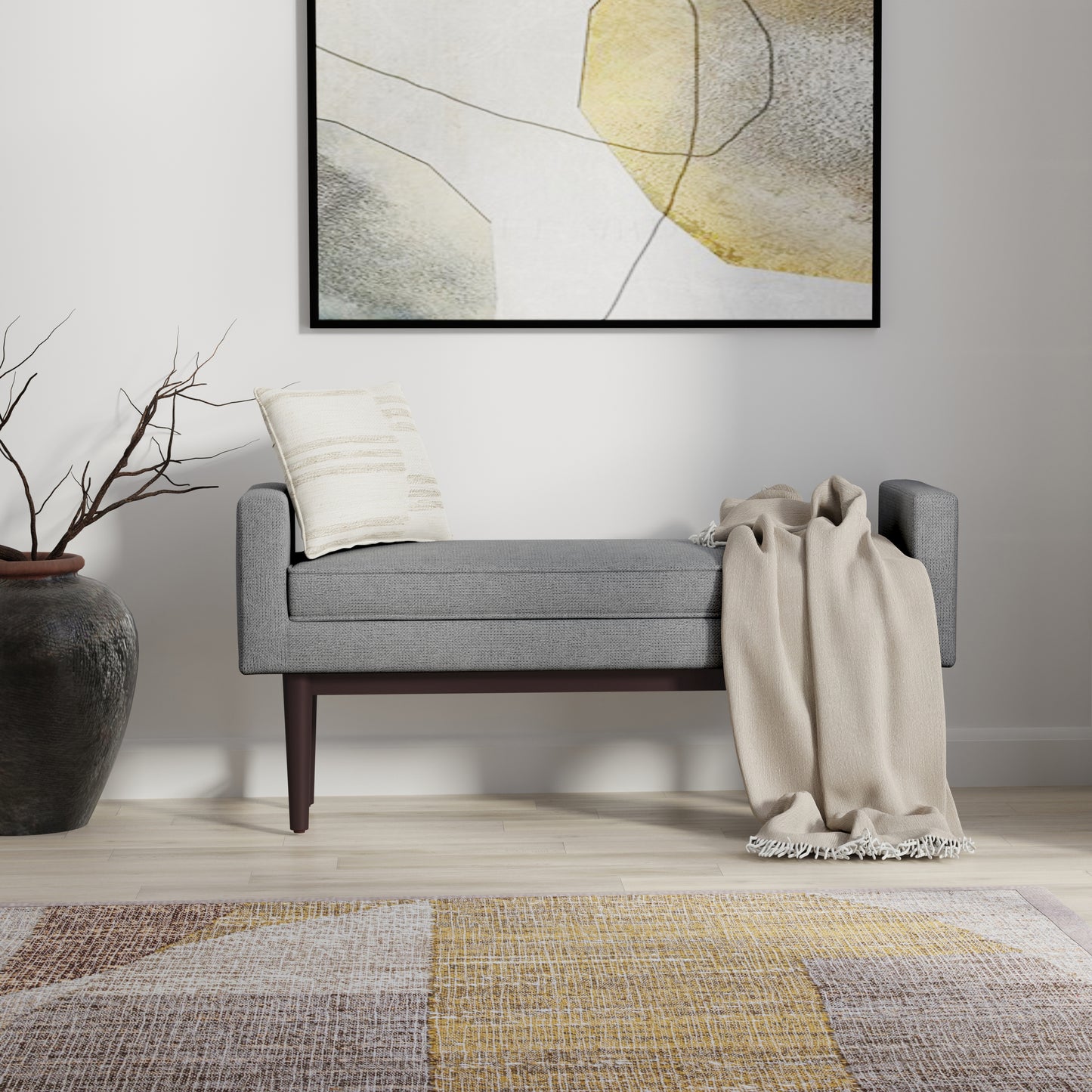 Scott - Ottoman Bench - Pewter Grey