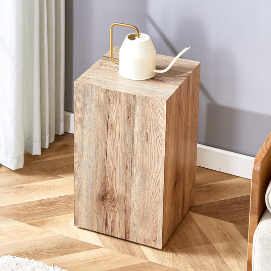 Elevate your living space with this modern MDF coffee table that showcases smooth, light wood color texture patterns. It is characterized by stylish design.11.8*11.8*19.6 inch.
