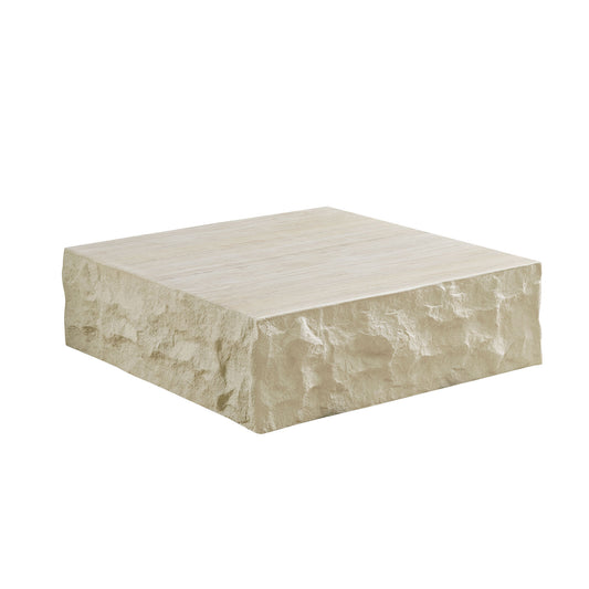 Fiberglass Square Center Coffee Table for Living Room 35.43'' Vintage Table,Imitation Stone Table front of the Sofa,Modern Design Coffee Table for Office,Apartment,No Need Assembly