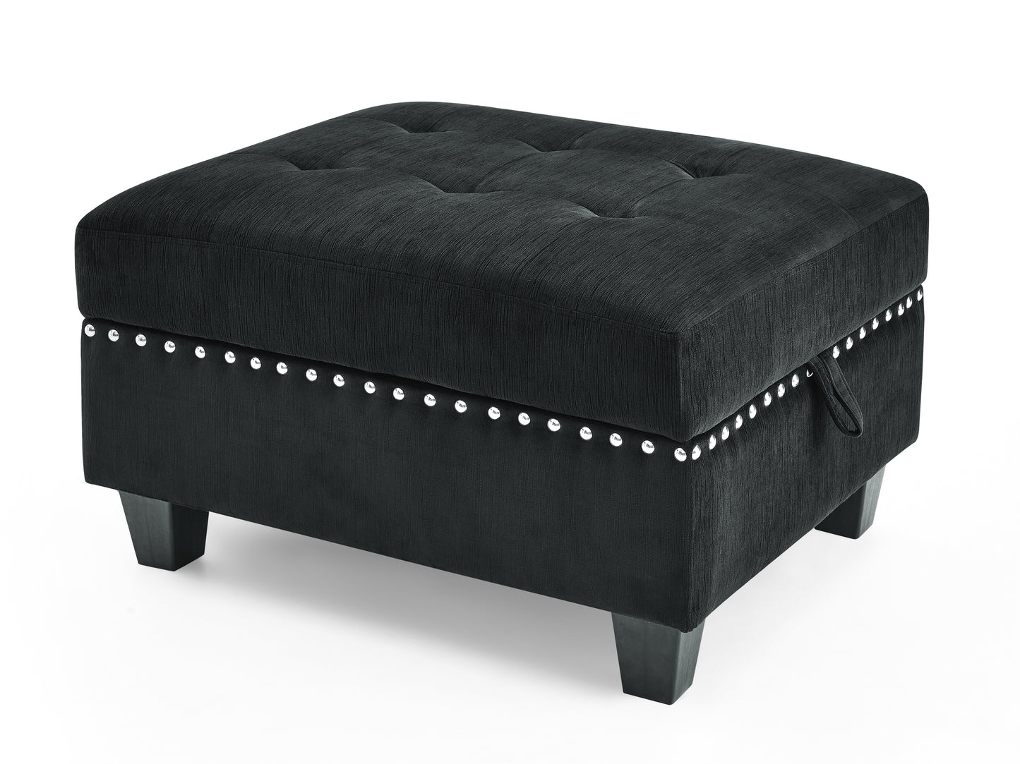 Ottoman  for Modular Sectional,Black Velvet (25.5'x31.5'x19')