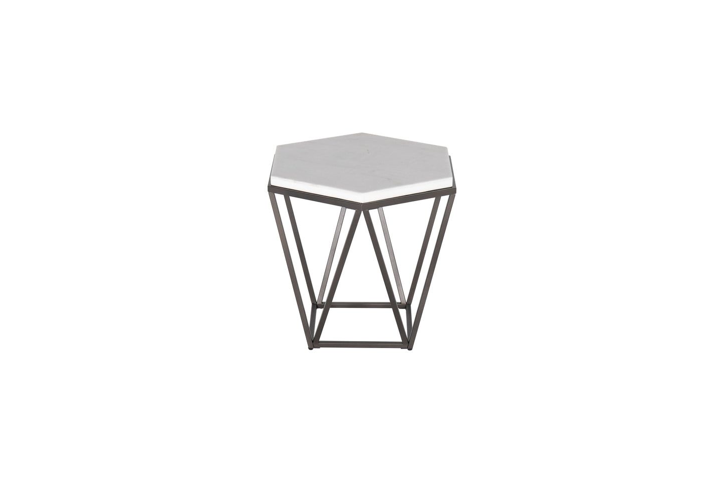 Corvus - End Table With Marble Top Hexagon - White