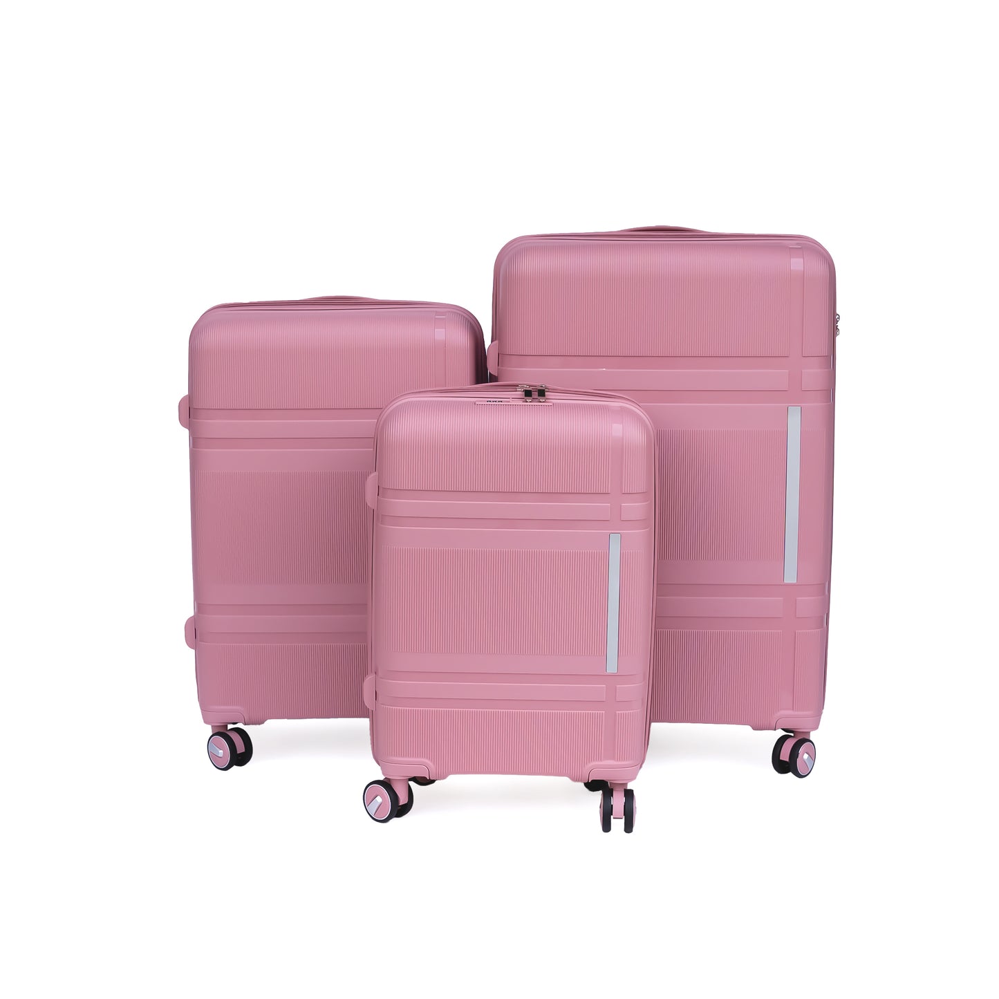 3 Piece Luggage Sets PP Lightweight Suitcase with Two Hooks, Spinner Wheels, (20/24/28) 2307