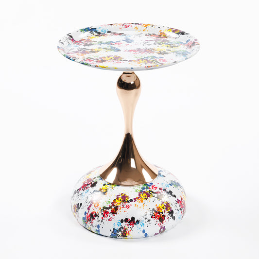 Mermaid Tail End Coffee Table Round Side Table, Modern Metal Pedestal Table, Minimalist Accent Table for Small Spaces, Drink Martini Table Decoration for Living Room