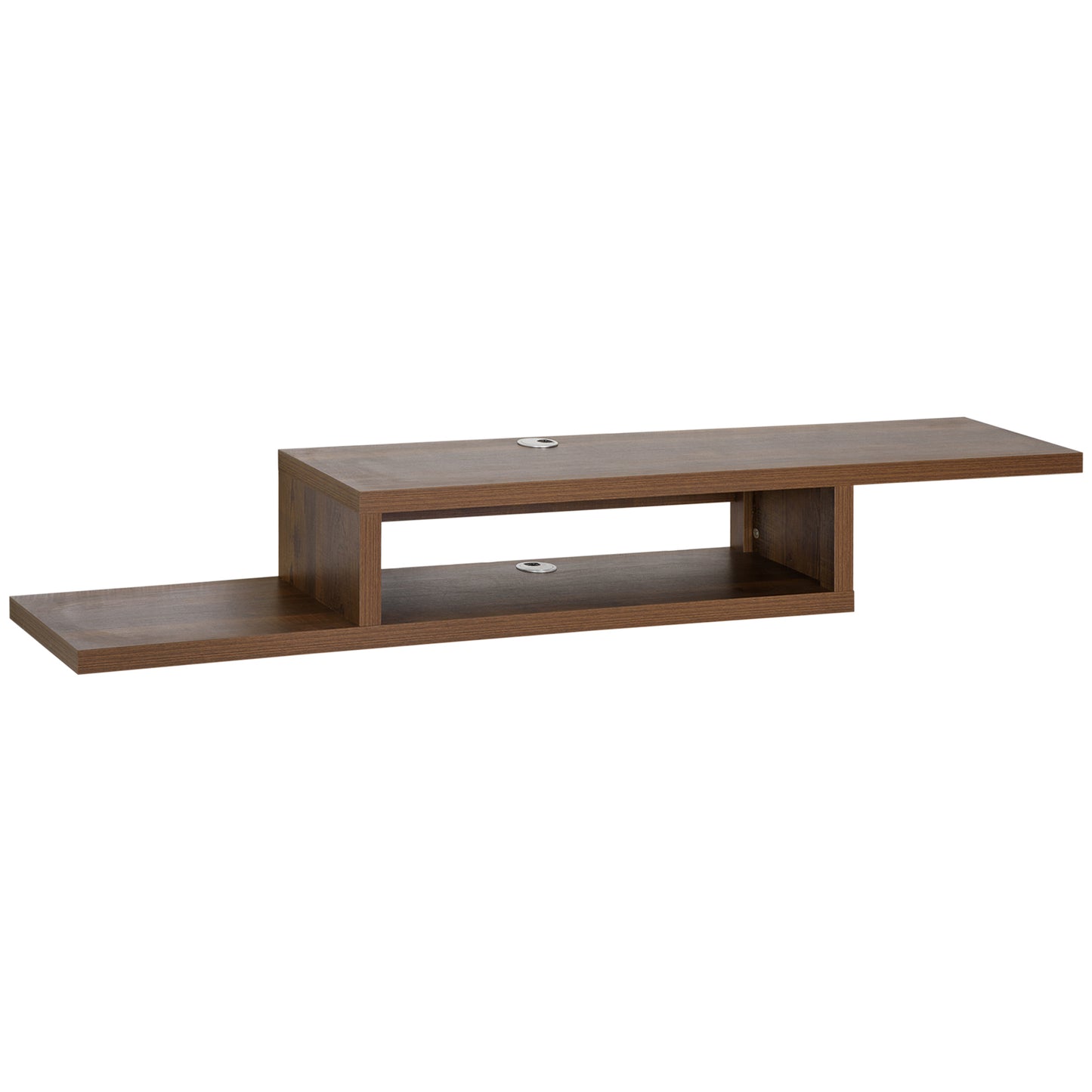 HOMCOM Wall Mounted Media Console, Floating Stand Component Shelf, Entertainment Center Unit, Walnut