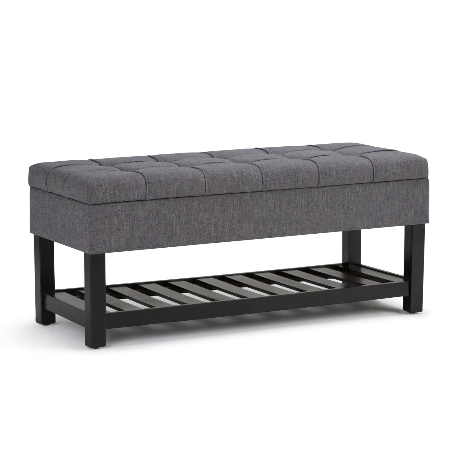 Saxon - Storage Ottoman Bench - Slate Grey