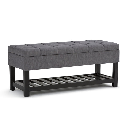 Saxon - Storage Ottoman Bench - Slate Grey
