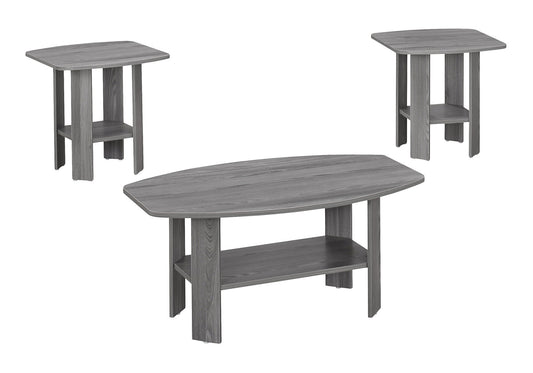 Table Set, 3pcs Set, Coffee, End, Side, Accent, Living Room, Grey Laminate, Transitional